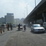 瀋陽市内の至るところで道路補修工事