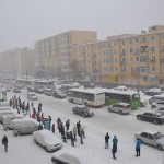 中国瀋陽の遅い初雪