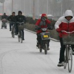 中国瀋陽の遅い初雪